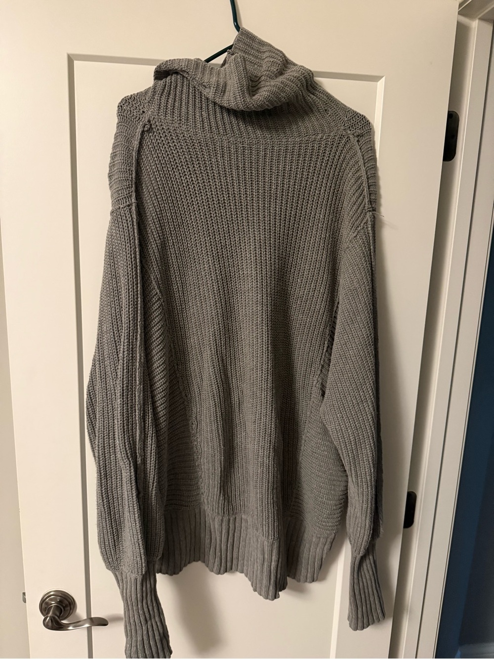 Free People Gray Ribbed Turtleneck Pullover